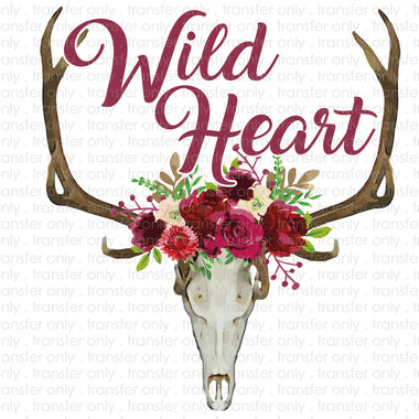 Wild Heart Floral Skull Sublimation Transfer