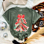 Coquette Preppy Brush Stroke Christmas Tree Wholesale Tee
