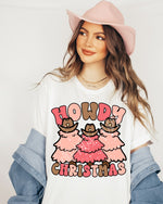 Howdy Christmas Pink Screen Print High Heat Transfer W70