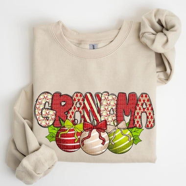 Grandma with Christmas Ornaments DTF Transfer