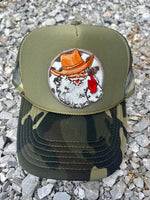 Western Santa Christmas Embroidered Patch Camo Trucker Hat