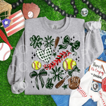 Play Ball Collage Softball DARK GREEN DTF Transfer