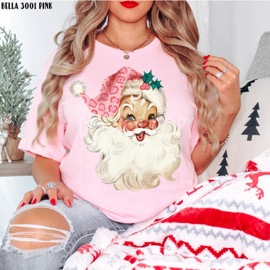 Pink Leopard Hat Santa Screen Print High Heat Transfer U26