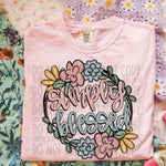Simply Blessed Doodle Floral Frame DTF Transfer (SWD)