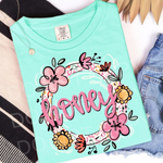 Honey Leopard and Floral Frame DTF Transfer