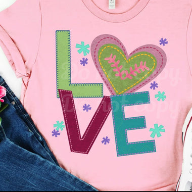 LOVE faux Appliqué DTF Transfer