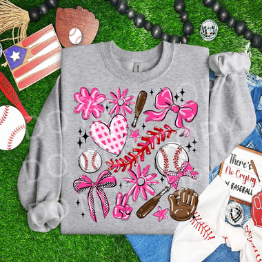 Play Ball Collage Baseball PINK DTF Transfer