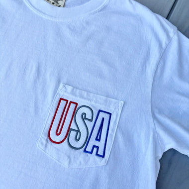 USA Embroidered Pocket Wholesale Tee