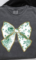Green Toile Bow DTF Transfer