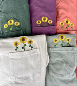 Sunflower Embroidered Pocket Wholesale Tee