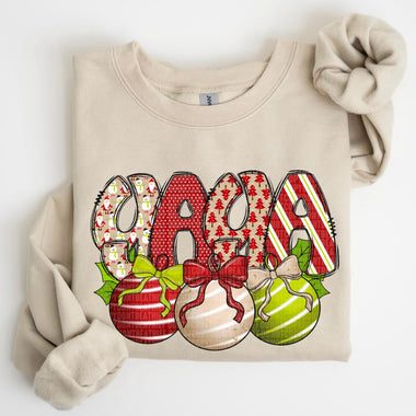 Yaya with Christmas Ornaments DTF Transfer