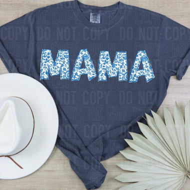 Blue/white Mama DTF Transfer