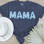 Blue/white Mama DTF Transfer