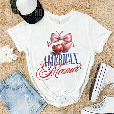 American Mama Cherry Bow DTF Transfer