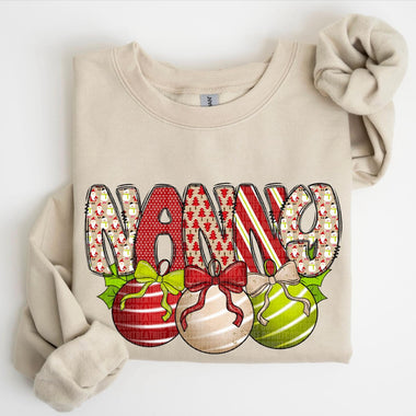 Nanny with Christmas Ornaments DTF Transfer