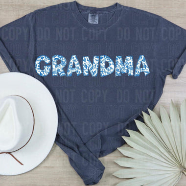 Blue/white Grandma DTF Transfer