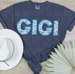 Blue/white Gigi DTF Transfer