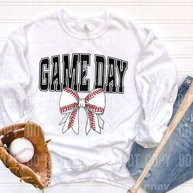 Game Day Baseball Bow DTF Transfer