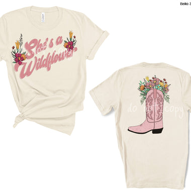 She's a Wildflower Boot Front and Back Option Screen Print High Heat Transfer