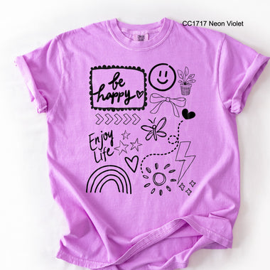Be Happy Doodle Single Color Screen V1