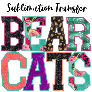 Bearcats Floral Mascot Sublimation Transfer