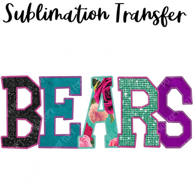 Bears Floral Mascot Sublimation Transfer