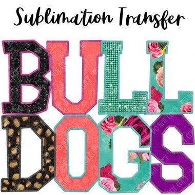 Bulldogs Floral Mascot Sublimation Transfer