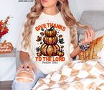 Give Thanks Faux Sequin Pumpkins Screen Print Transfer B22