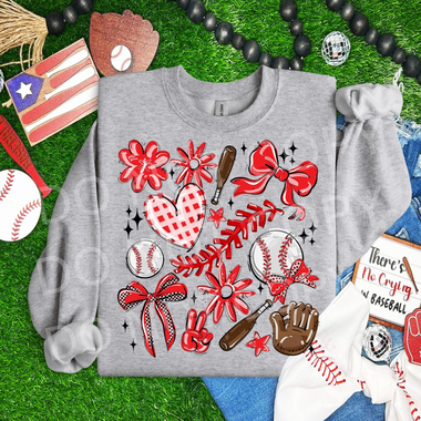 Play Ball Collage Baseball RED DTF Transfer