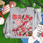 Play Ball Collage Baseball RED DTF Transfer