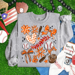 Play Ball Collage Baseball ORANGE DTF Transfer