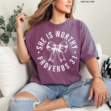 She is Worthy Bow Screen Print Transfer Q63