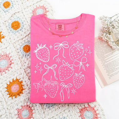 Strawberry Bow Collage Wholesale Tee