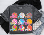 Neon Preppy Football Helmet Collage Wholesale Tee