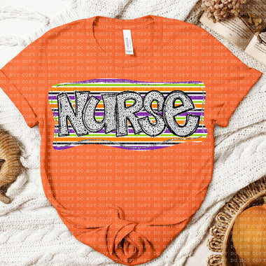 Nurse Fall Color Stripe DTF Transfer