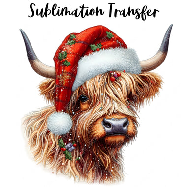 Christmas Highland Cow Sublimation Transfer