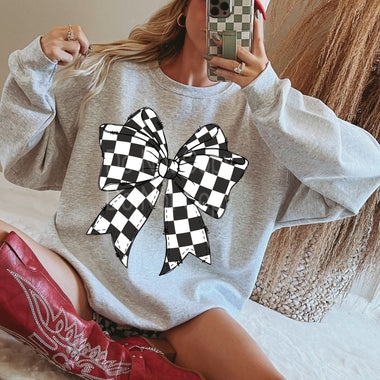 Checkered Bow DTF Transfer