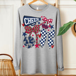 Cheer Football Bow Cardinal Navy Blue DTF Transfer (SDD)