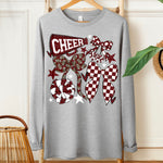 Cheer Football Bow Maroon White DTF Transfer (SDD)