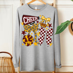 Cheer Football Bow Maroon Yellow Gold DTF Transfer (SDD)