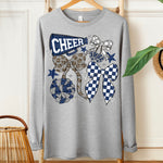 Cheer Football Bow Navy Blue Grey DTF Transfer (SDD)