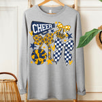 Cheer Football Bow Navy Blue Yellow Gold DTF Transfer (SDD)