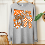 Cheer Football Bow Orange White DTF Transfer (SDD)