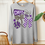 Cheer Football Bow Purple Grey DTF Transfer (SDD)