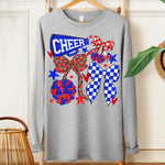 Cheer Football Bow Red Royal Blue DTF Transfer (SDD)