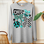 Cheer Football Bow Teal Black DTF Transfer (SDD)