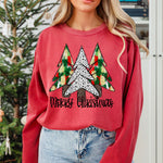 Merry Christmas Red/Green Color Trees  DTF Transfer