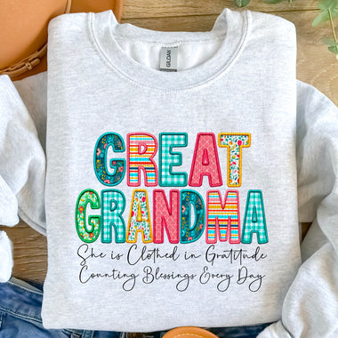 Great Grandma Clothed in Gratitude DTF Transfer