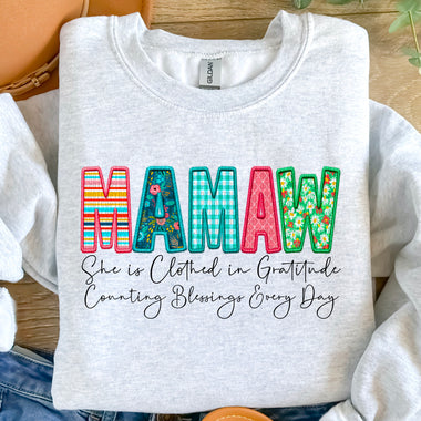 MaMaw Clothed in Gratitude DTF Transfer