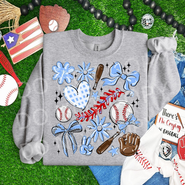 Play Ball Collage Baseball CAROLINA BLUE DTF Transfer